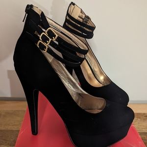 Charlotte Russe black strappy platform heels